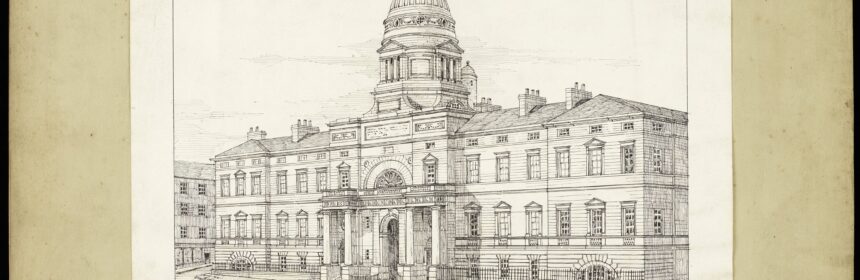 Line drawing of the Old College, Edinburgh.