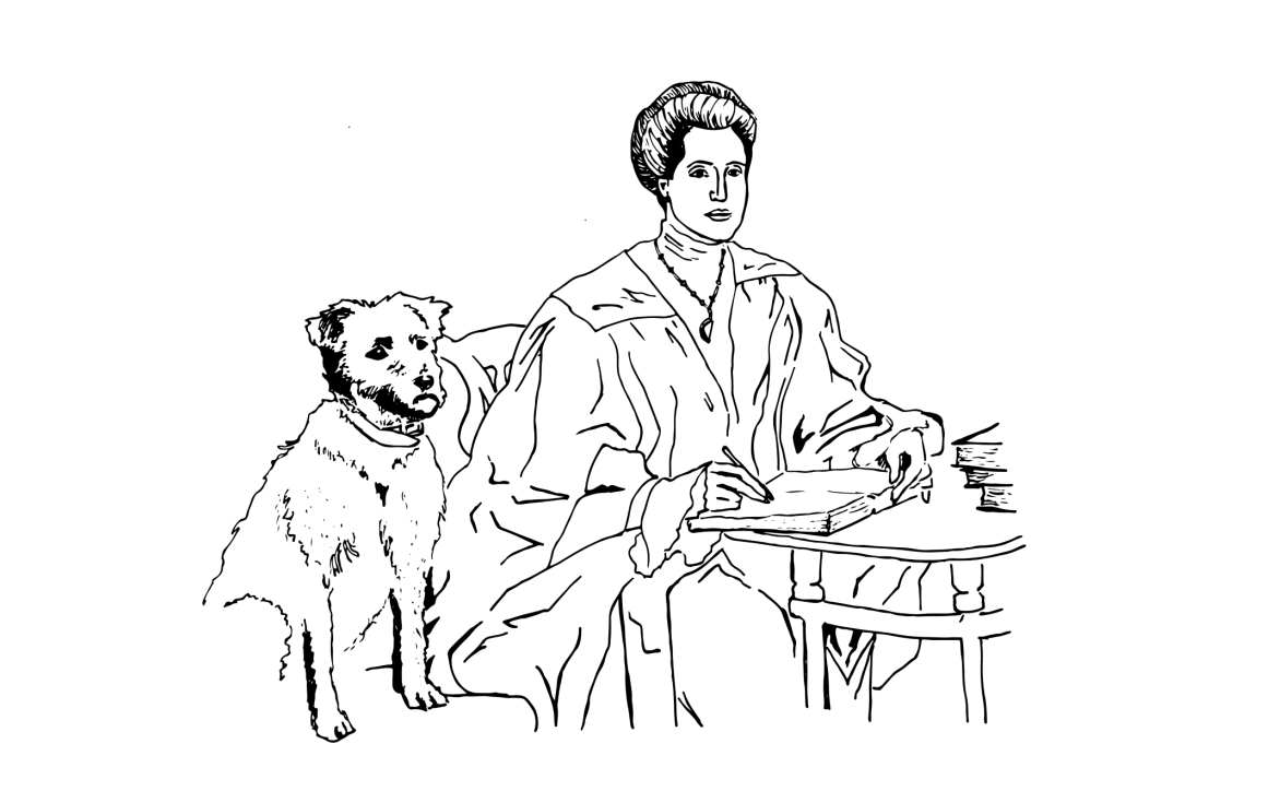 Illustration of Jessie MacLaren MacGregor and her dog