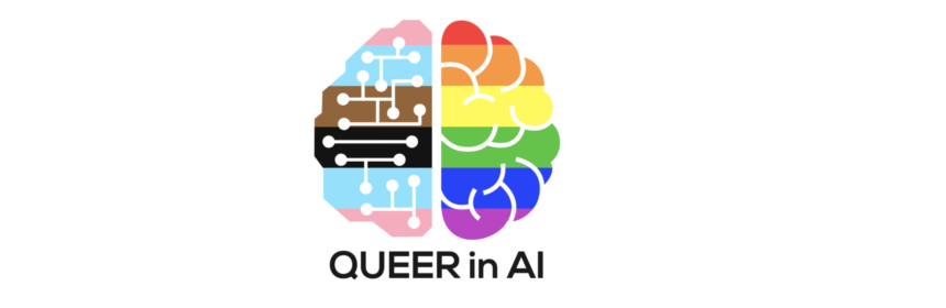 Brain logo in the inclusive trans and queer pride flag colours