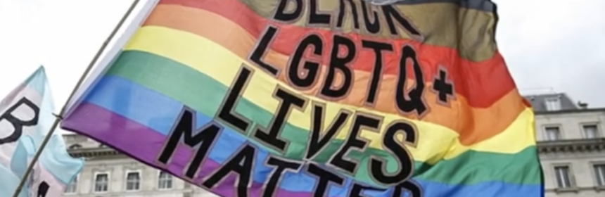 Flag with text Black LGBTQ+ Lives Matter
