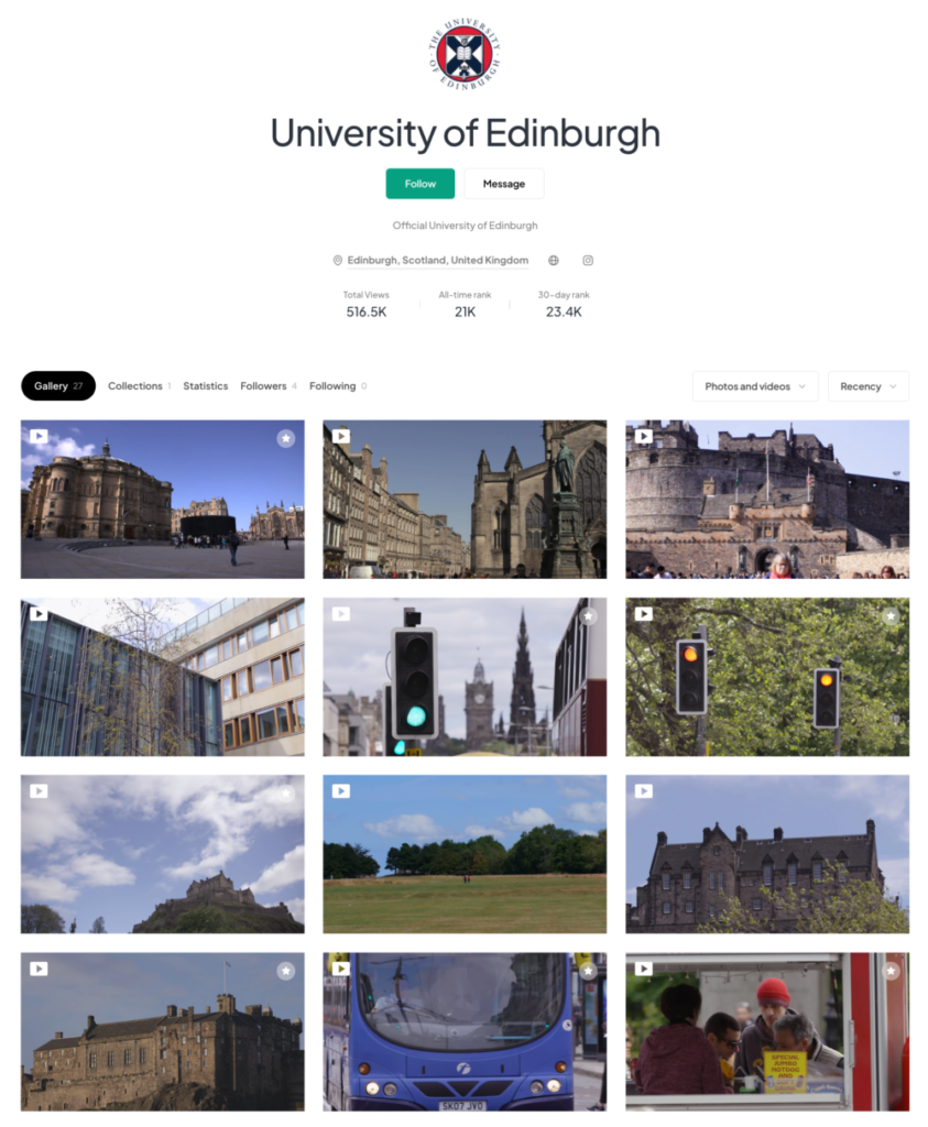 Screen cap of University of Edinburgh stock footage on Pexels