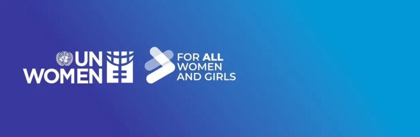UN Women banner, white text on blue background.